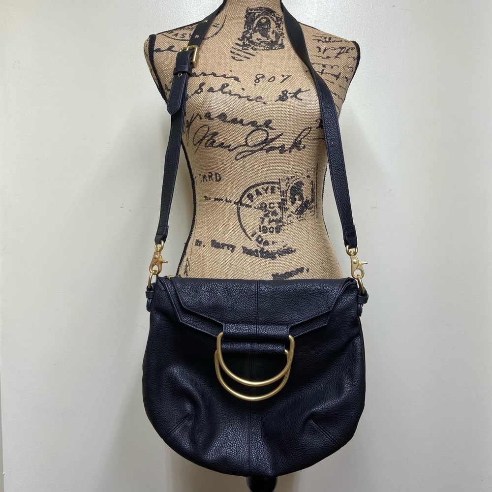 Foley + Corinna Black Faux Leather Crossbody Gold